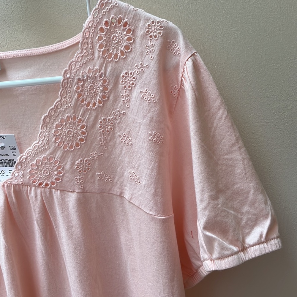 J.Crew cotton top with eyelet lace yoke